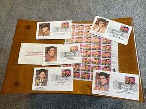 1993 Elvis Presley First Day of Issue Set of 5 Fleetwood Covers and Full Sheet o